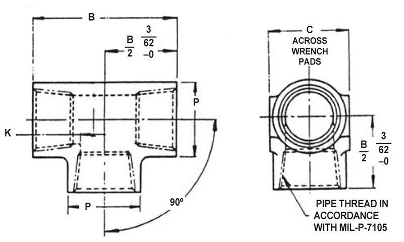 Item # AN917-1D, 1/8 Pipe Thread AN917 Internal Threaded Pipe Tee On ...